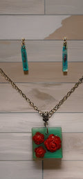 Turquoise Rose Garden Jewelry Set