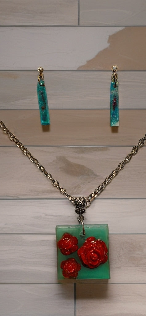 Turquoise Rose Garden Jewelry Set