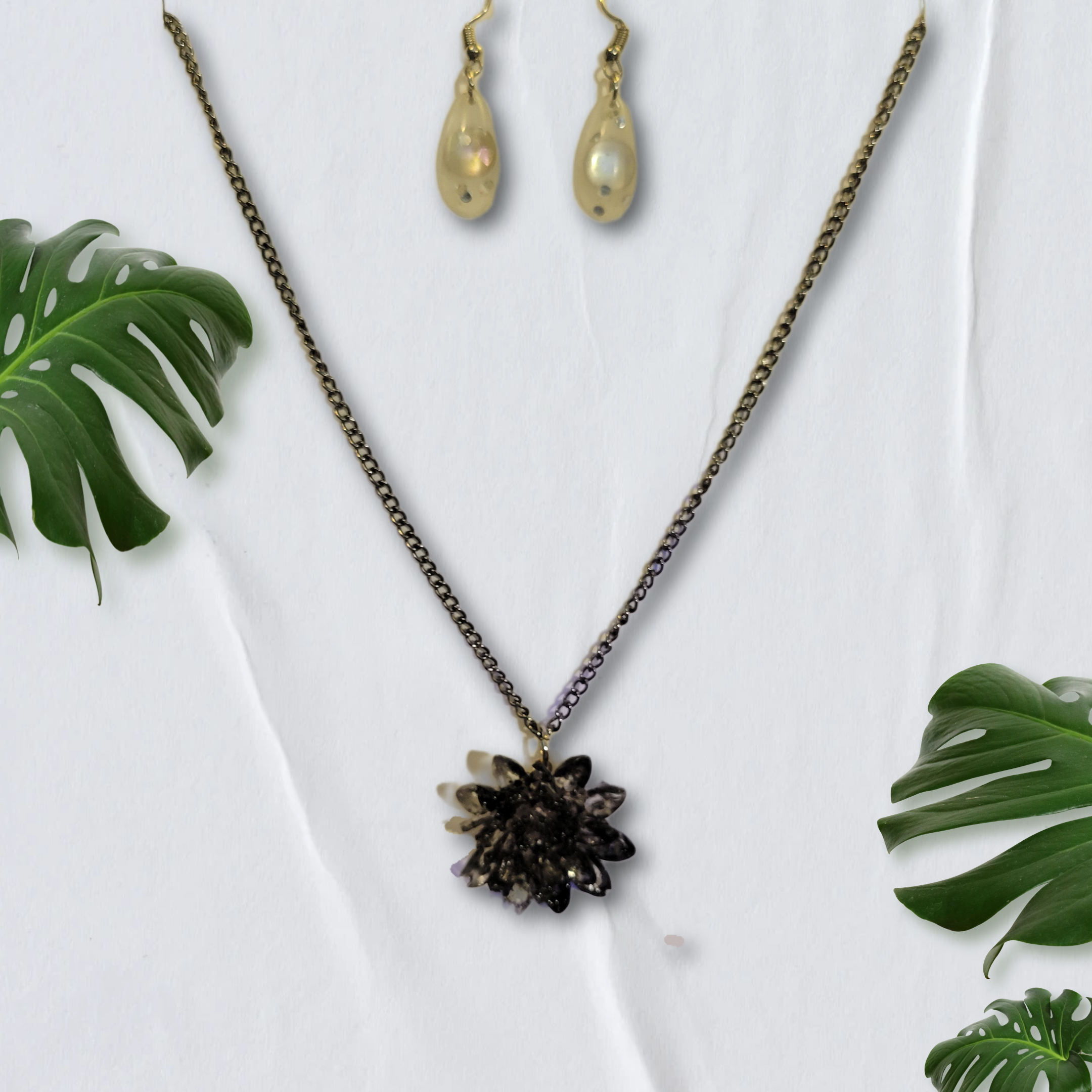 Obsidian Poppy Jewelry Set