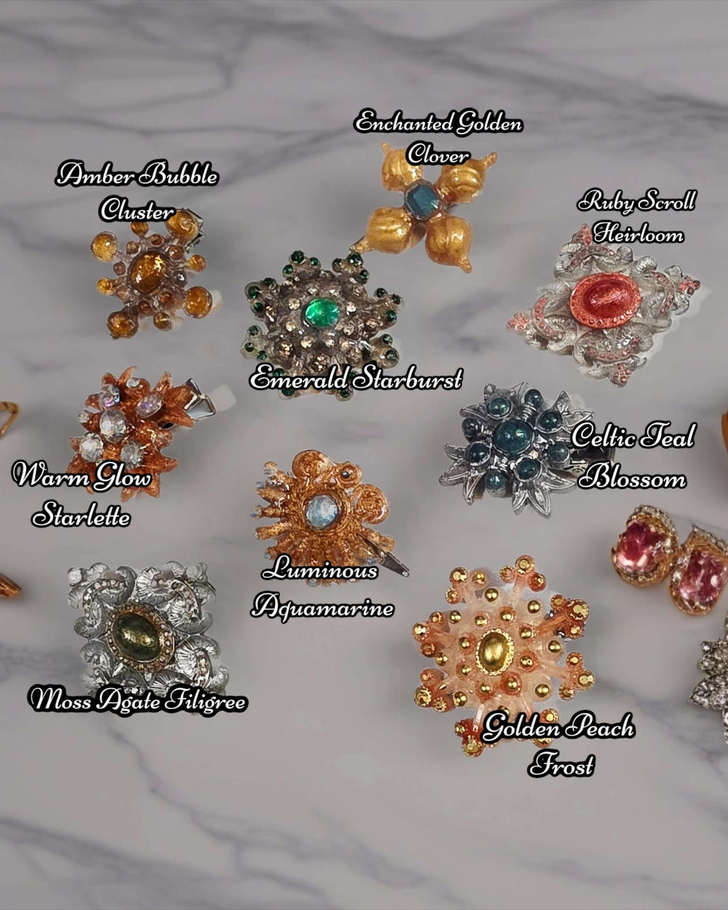 Ornate Gem Barretts