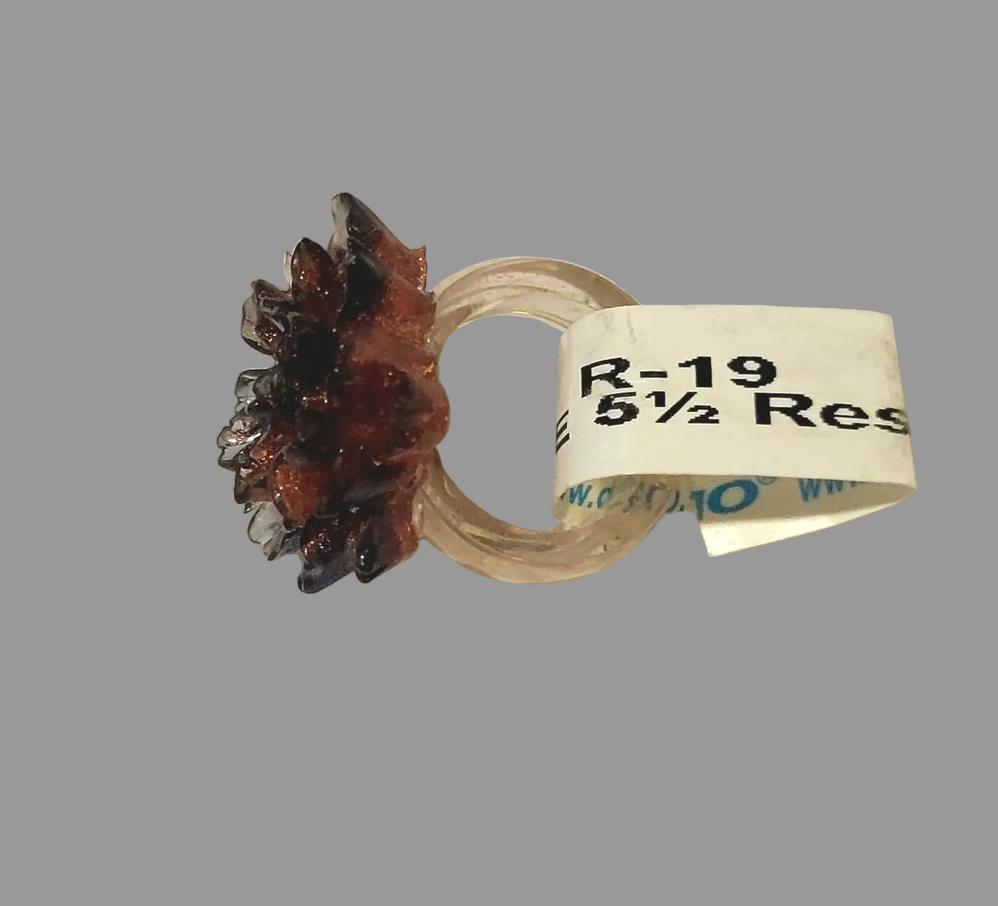 Burnt orange flower resin ring