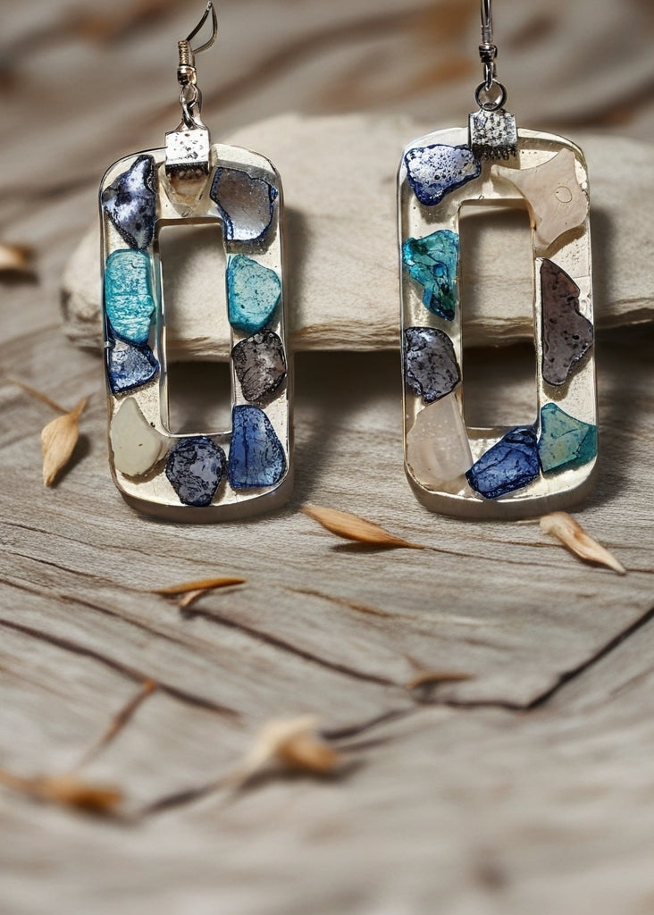 Ice Blue Mosaic Dangles