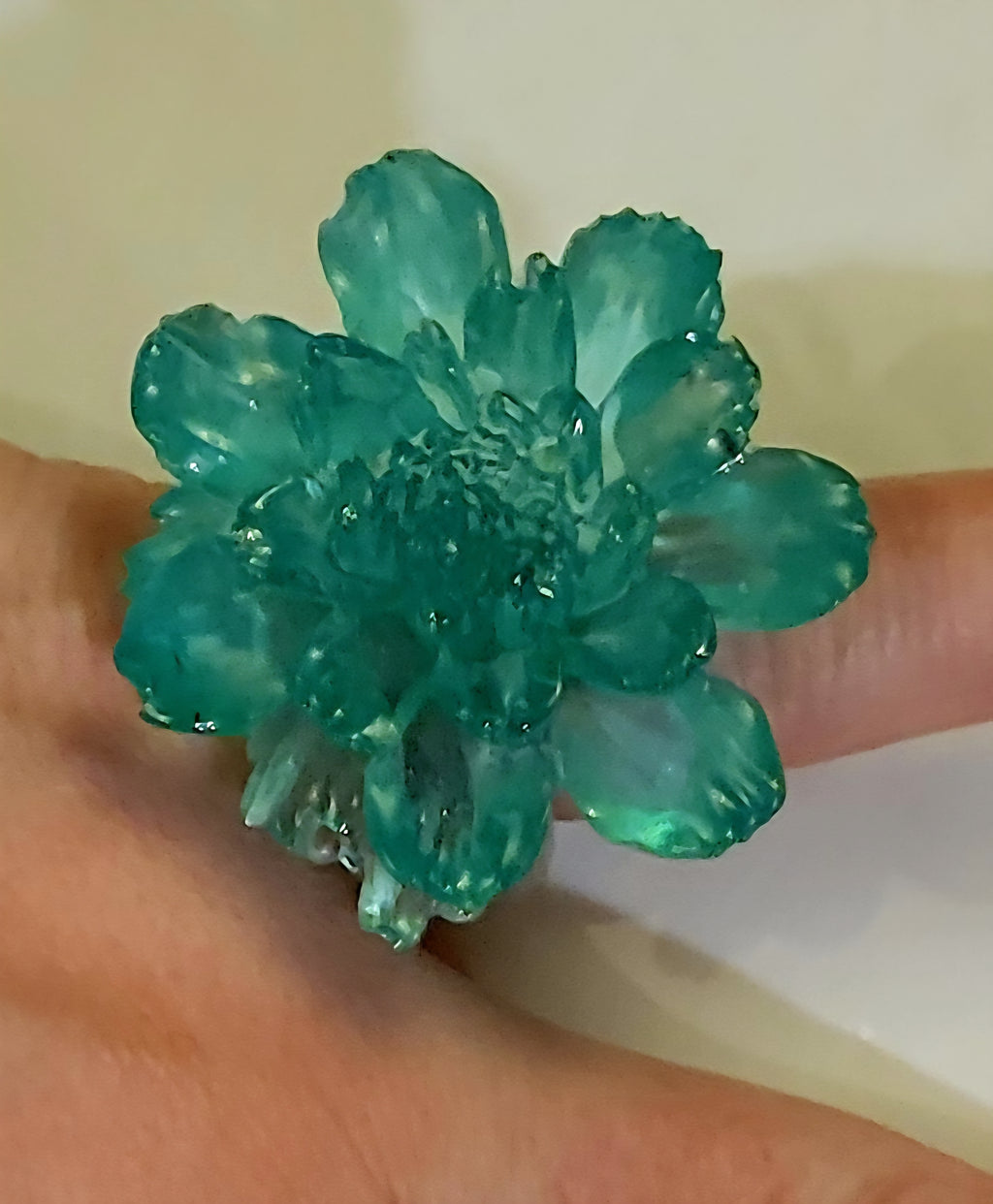 Turquoise Chrysanthemum Ring- size 5 1/2