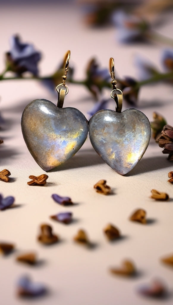 Moonstone Heart Dangles