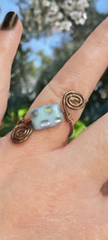 Light Blue Gem Ring- Adjustable- size 6