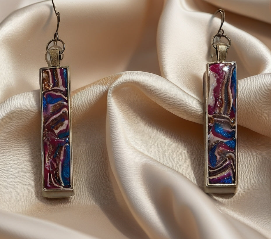 Clay swirl dangle earrings