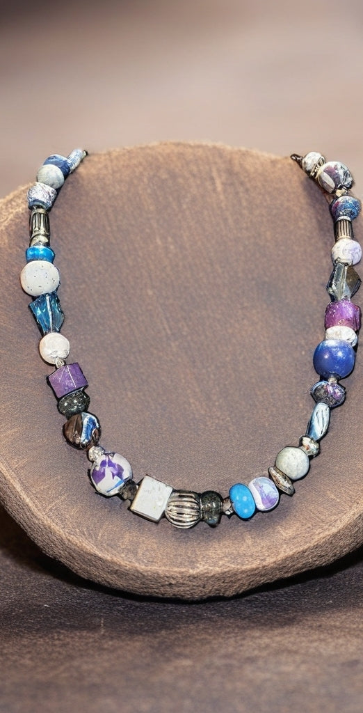Everything Bead Necklace- Purple/Blue