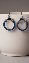 Navy Hoop Dangles