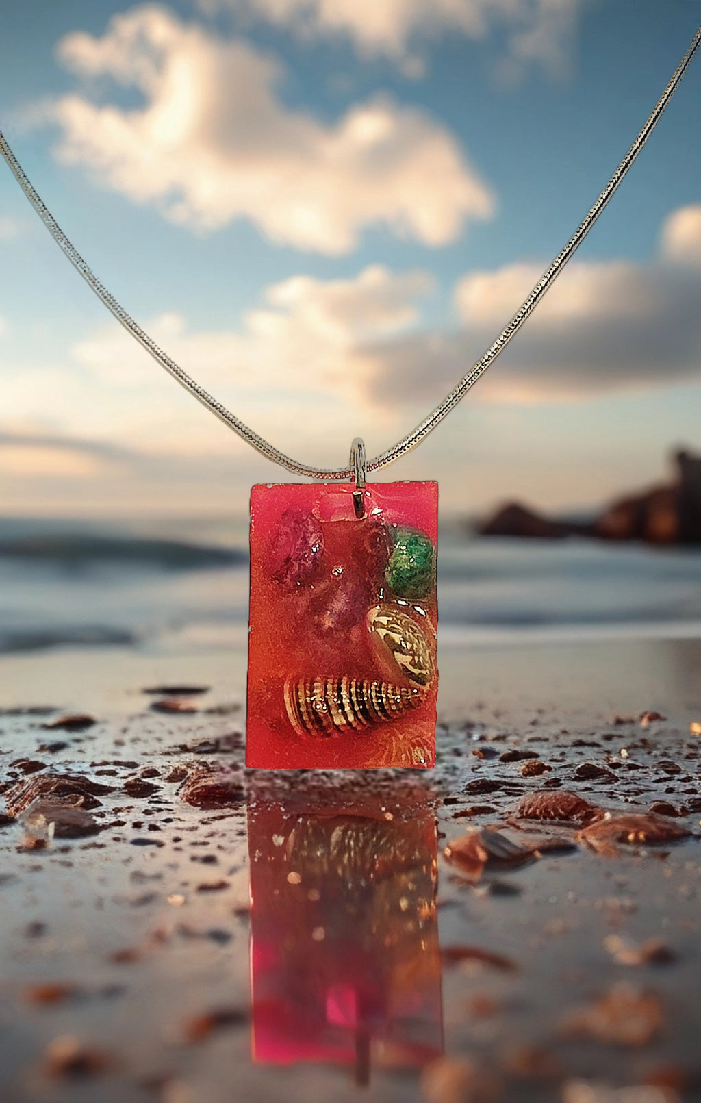 Magenta Sea Pendant Necklace