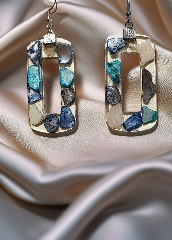 Ice Blue Mosaic Dangles